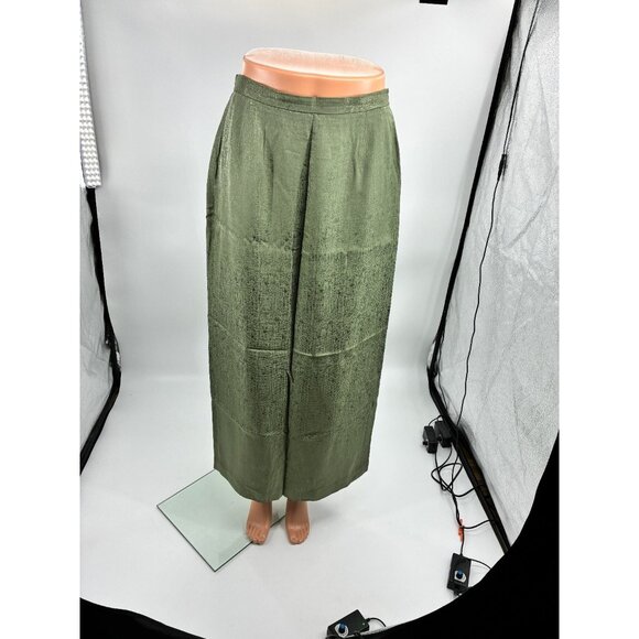 Adrianna Papell Womens Size 8 Green 100% Silk Maxi Skirt Elegant Formal Evening - Picture 1 of 7